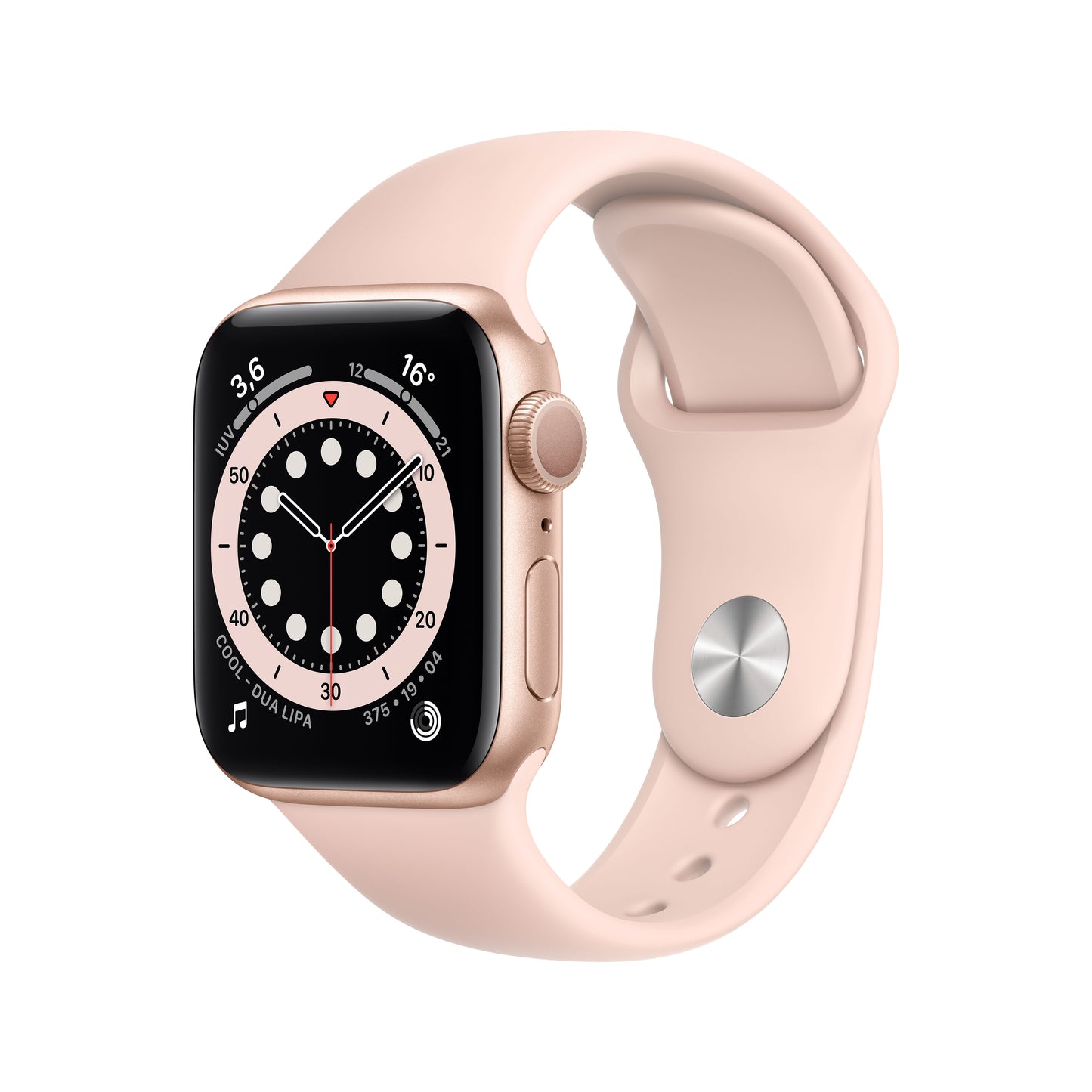 Apple Watch Series 6 (GPS) - Caja de aluminio en oro de 40 mm - Correa deportiva rosa arena - Talla única