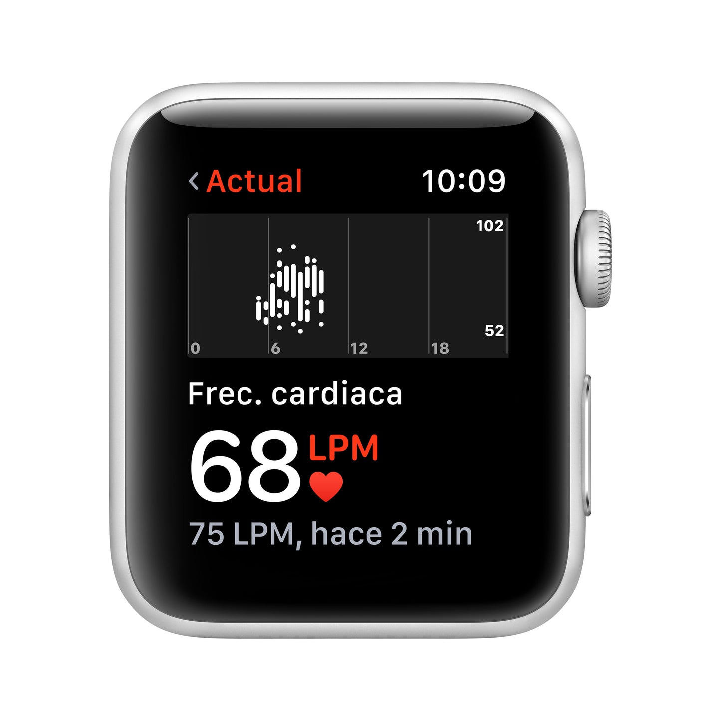 Apple Watch Series 3 (GPS) con caja de 42 mm de aluminio en plata y correa deportiva blanca