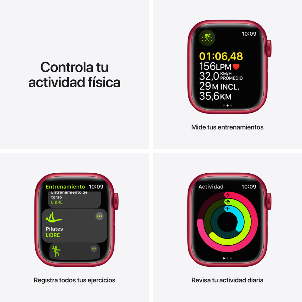 Apple Watch Series 7 (GPS + Cellular) - Caja de aluminio (PRODUCT)RED de 41 mm - Correa deportiva (PRODUCT)RED - Talla única