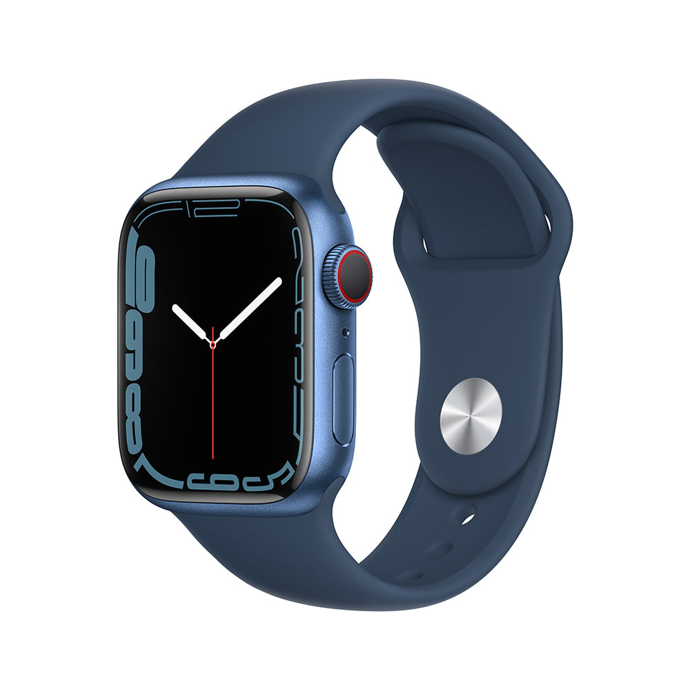 Apple Watch Series 7 (GPS + Cellular) - Caja de aluminio en azul de 41 mm - Correa deportiva en color abismo - Talla única