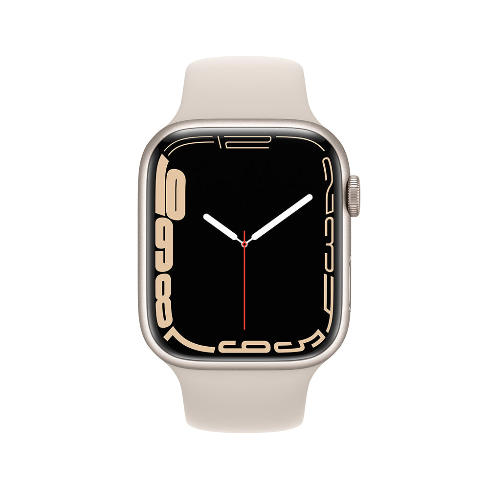Apple Watch Series 7 (GPS) - Caja de aluminio en blanco estrella de 45 mm - Correa deportiva blanco estrella - Talla única