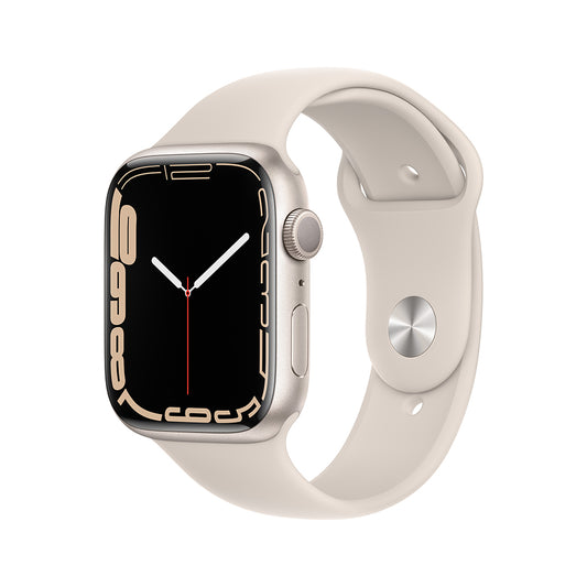 Apple Watch Series 7 (GPS) - Caja de aluminio en blanco estrella de 45 mm - Correa deportiva blanco estrella - Talla única