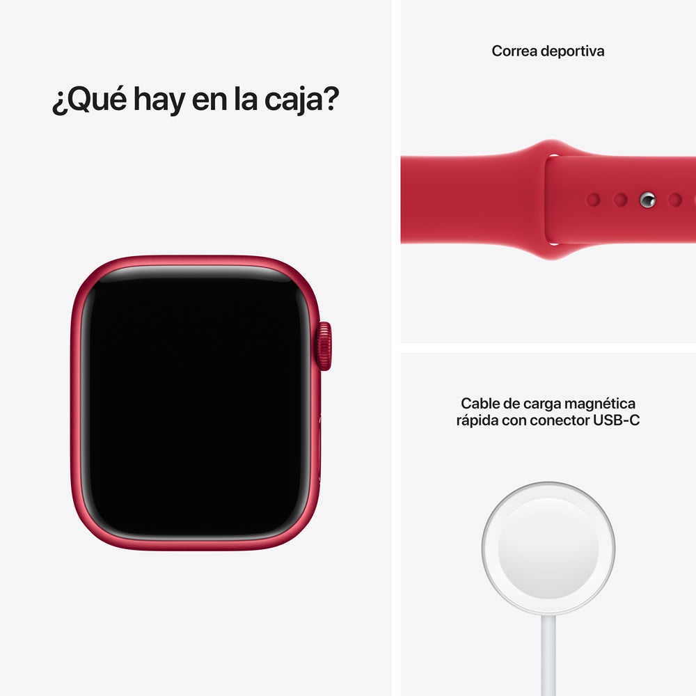Apple Watch Series 7 (GPS) - Caja de aluminio (PRODUCT)RED de 45 mm - Correa deportiva (PRODUCT)RED - Talla única