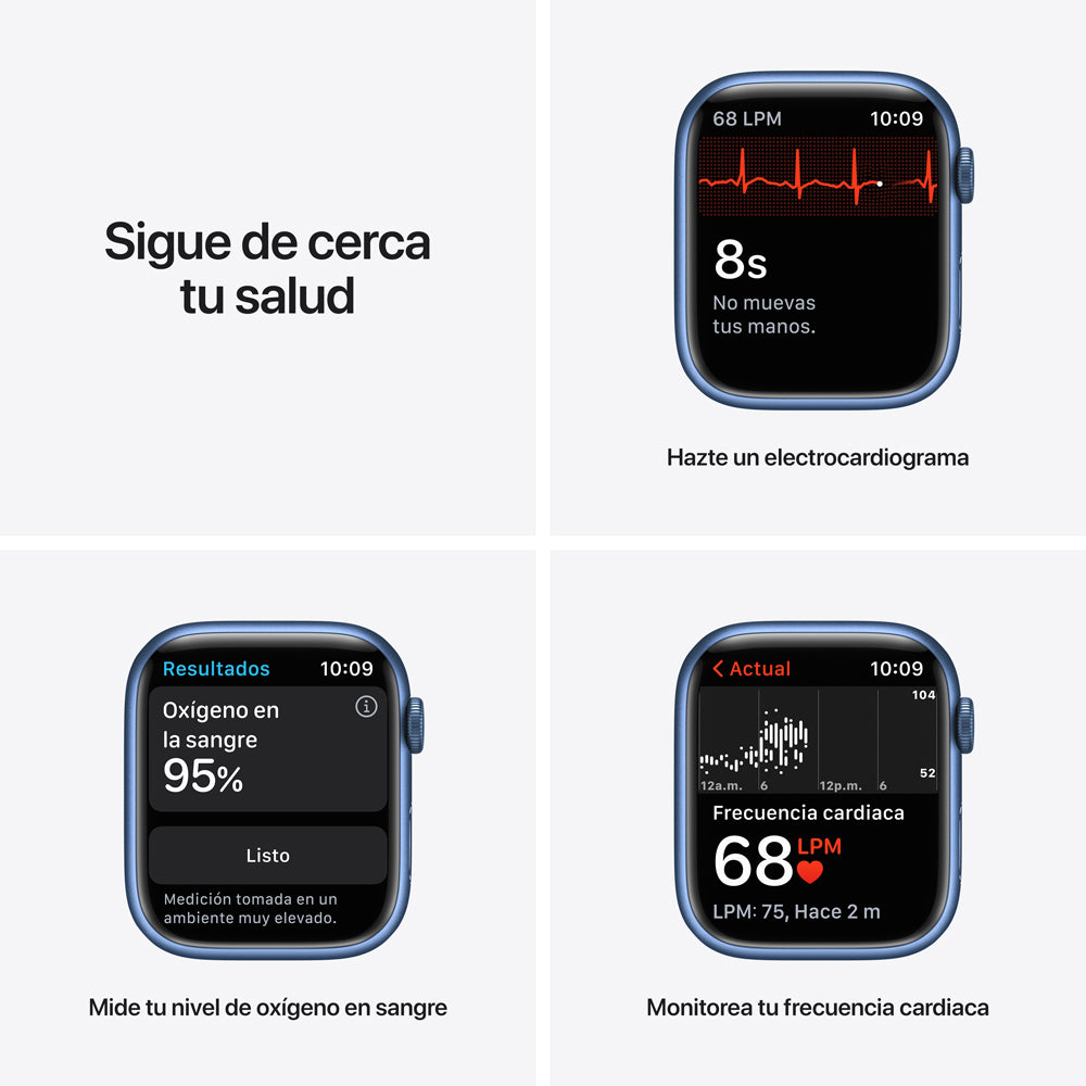 Apple Watch Series 7 (GPS) - Caja de aluminio en azul de 45 mm - Correa deportiva en color abismo - Talla única