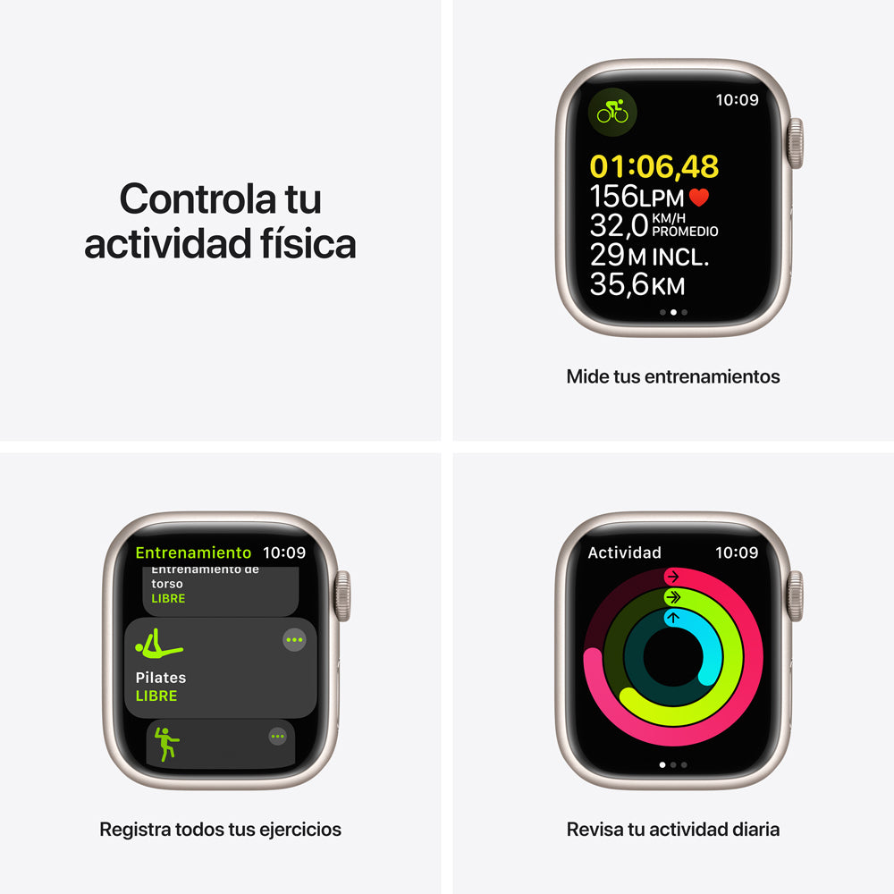 Apple Watch Nike Series 7 (GPS) de 41 mm - Talla única - Caja de aluminio en blanco estrella - Correa Nike Sport Platino puro/negra