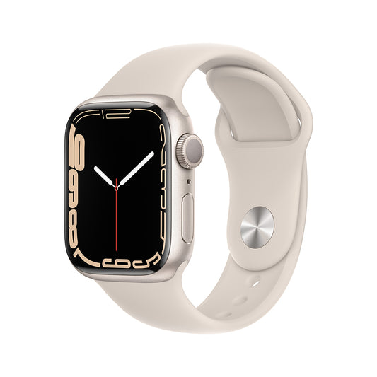 Apple Watch Series 7 (GPS) - Caja de aluminio en blanco estrella de 41 mm - Correa deportiva blanco estrella - Talla única