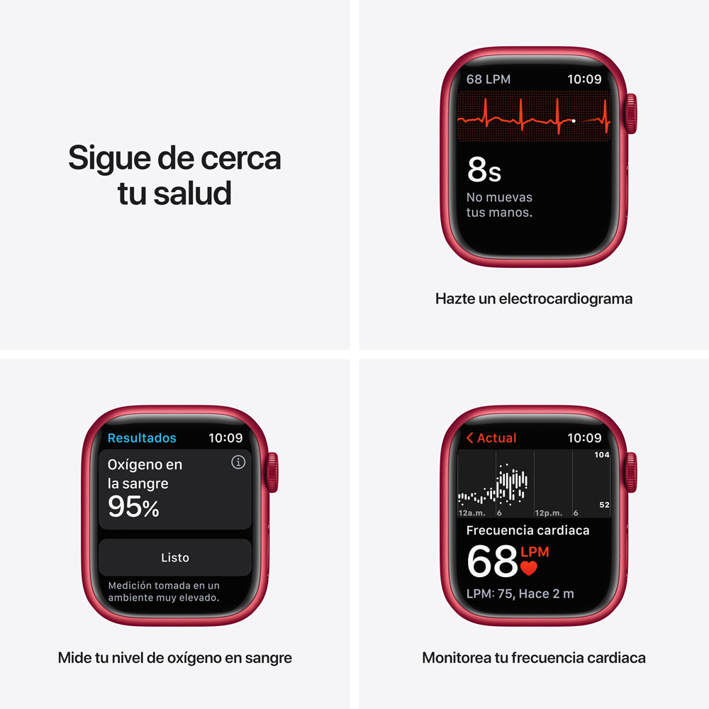 Apple Watch Series 7 (GPS) - Caja de aluminio (PRODUCT)RED de 41 mm - Correa deportiva (PRODUCT)RED - Talla única
