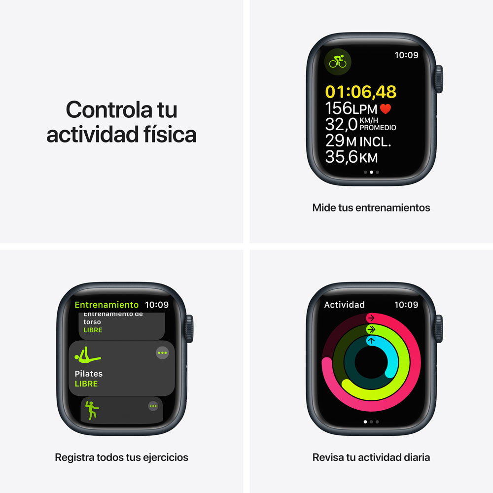 Apple Watch Nike Series 7 (GPS + Cellular) de 41 mm - Talla única - Caja de aluminio en color medianoche - Correa Nike Sport antracita/negra