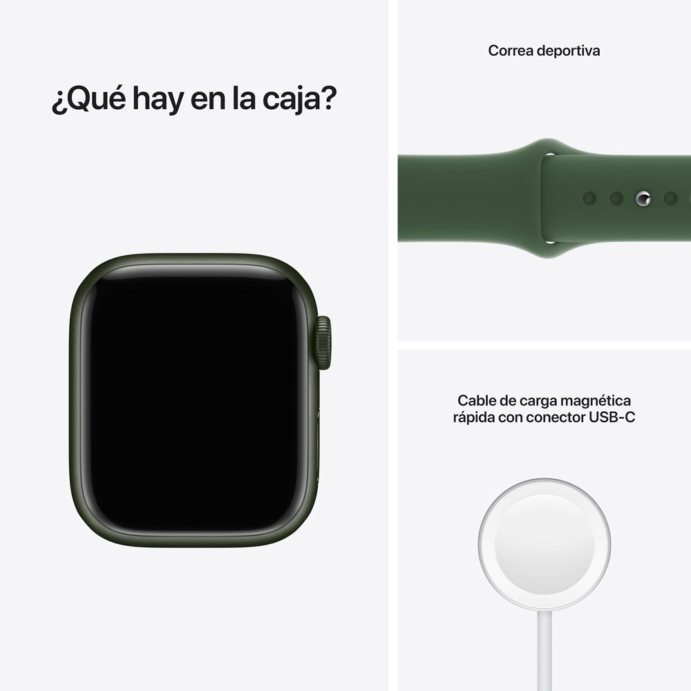 Apple Watch Series 7 (GPS) - Caja de aluminio en verde de 41 mm - Correa deportiva verde trébol - Talla única