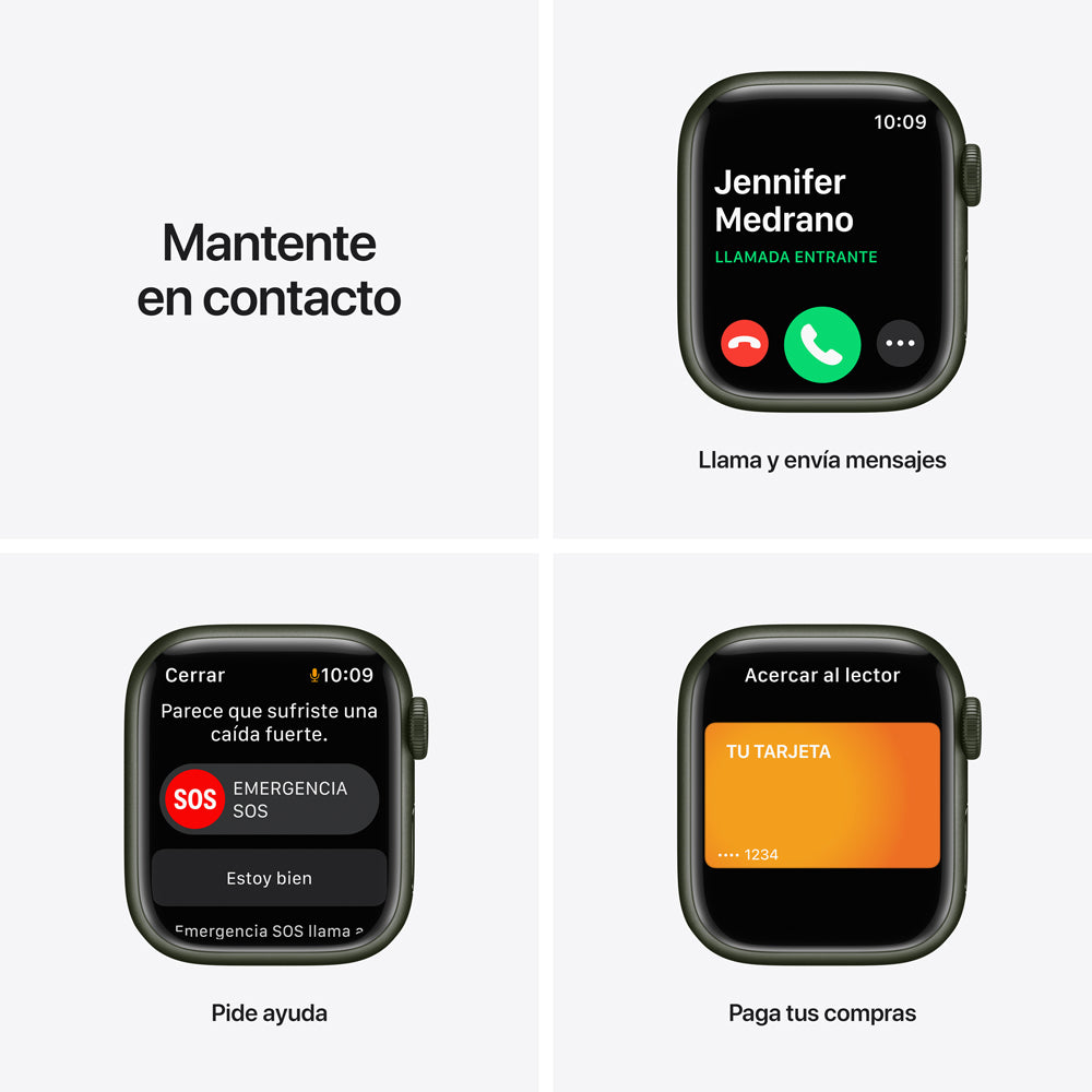 Apple Watch Series 7 (GPS) - Caja de aluminio en verde de 41 mm - Correa deportiva verde trébol - Talla única