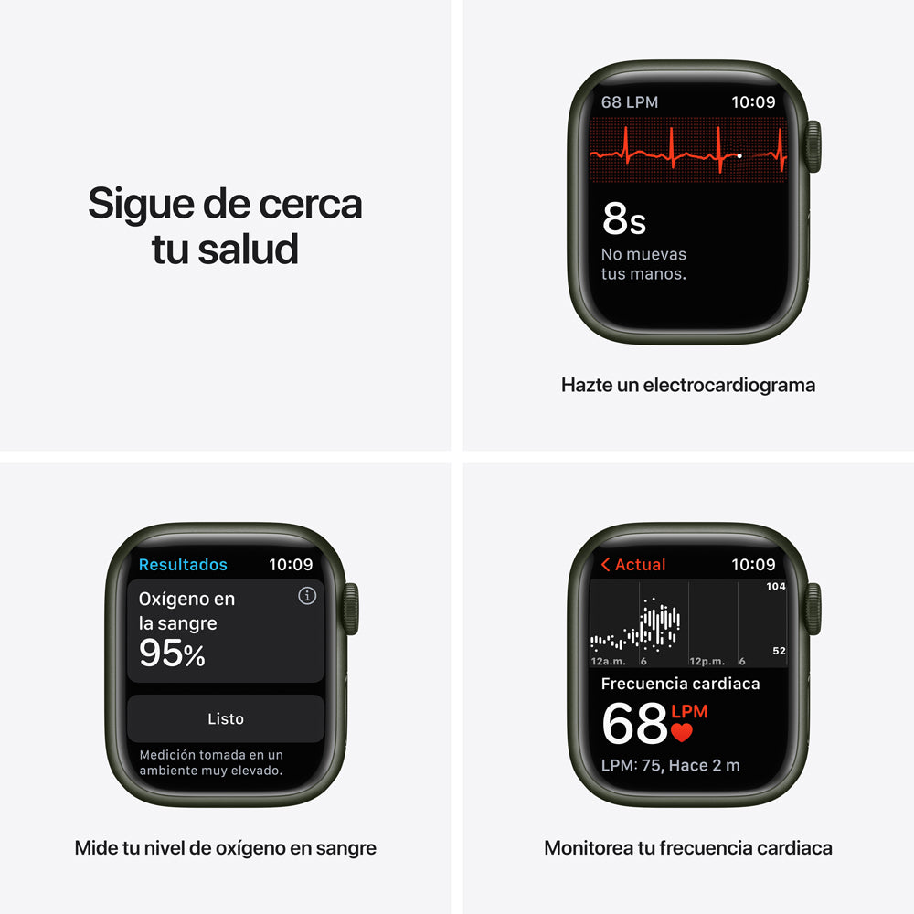 Apple Watch Series 7 (GPS) - Caja de aluminio en verde de 41 mm - Correa deportiva verde trébol - Talla única