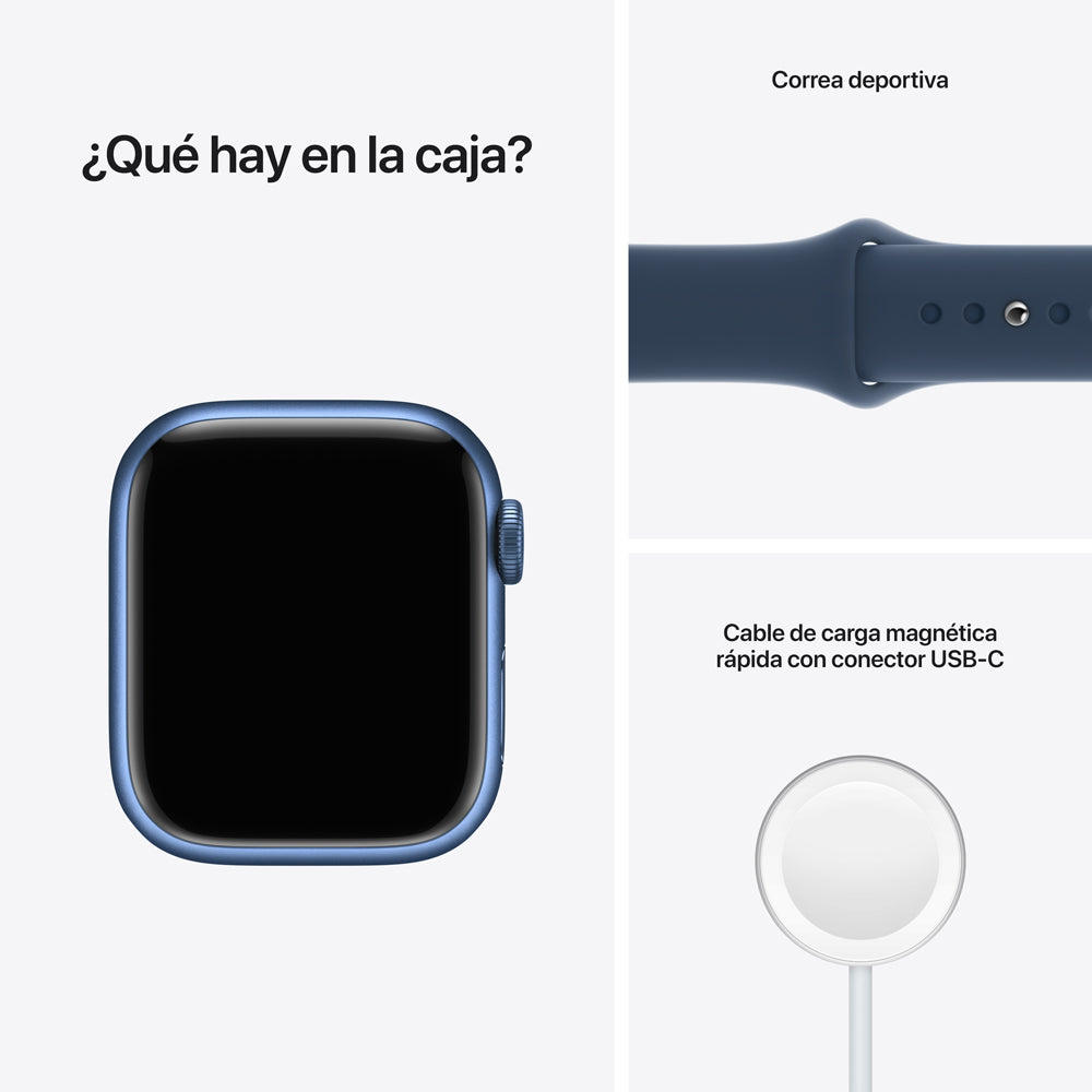 Apple Watch Series 7 (GPS) - Caja de aluminio en azul de 41 mm - Correa deportiva en color abismo - Talla única