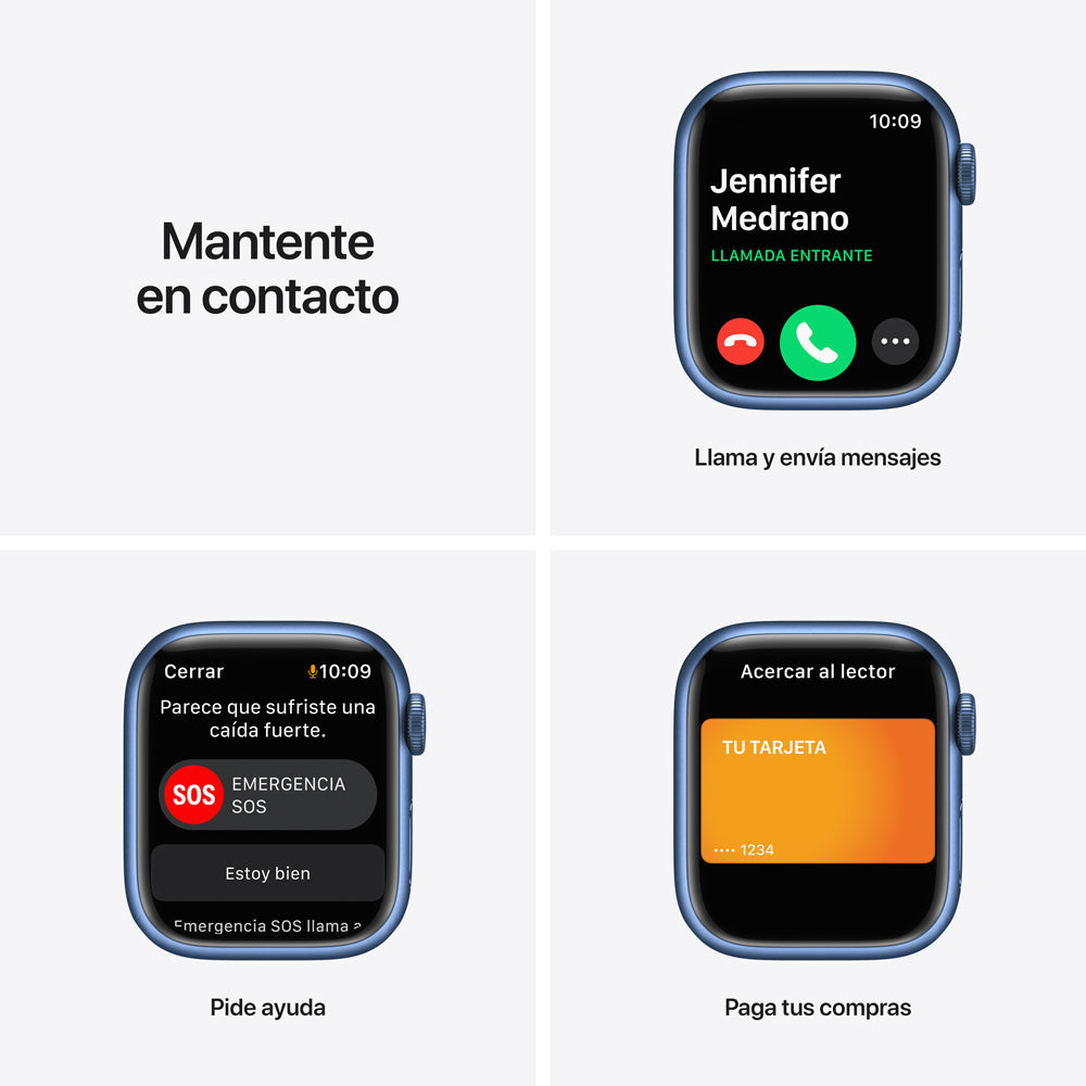 Apple Watch Series 7 (GPS) - Caja de aluminio en azul de 41 mm - Correa deportiva en color abismo - Talla única