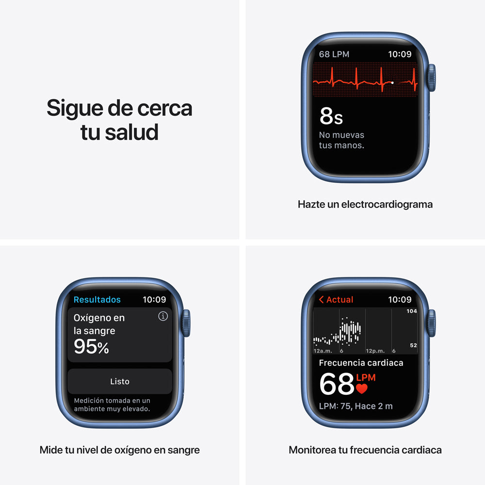 Apple Watch Series 7 (GPS) - Caja de aluminio en azul de 41 mm - Correa deportiva en color abismo - Talla única