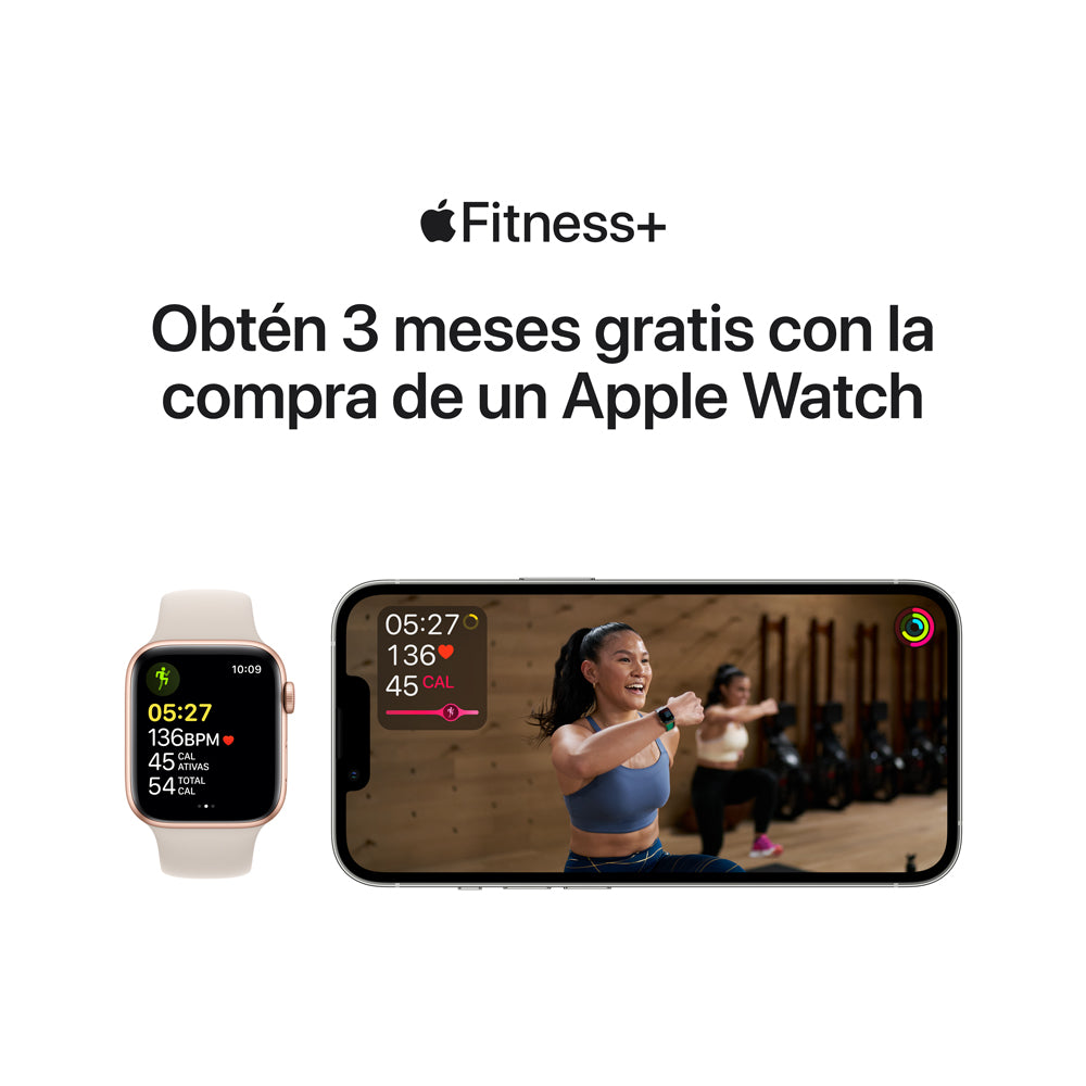 Apple Watch SE (GPS + Cellular) - Caja de aluminio en oro de 44 mm - Correa deportiva blanco estrella - Talla única