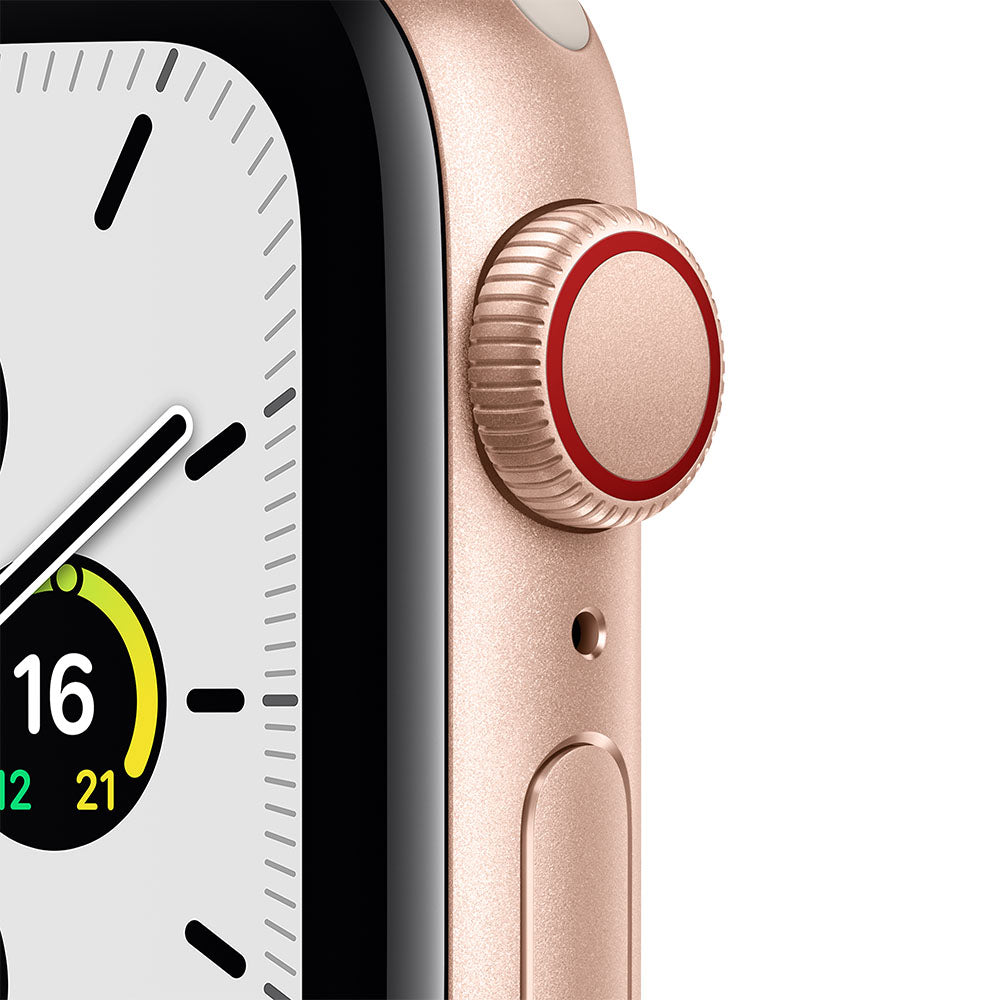 Apple Watch SE (GPS + Cellular) - Caja de aluminio en oro de 44 mm - Correa deportiva blanco estrella - Talla única