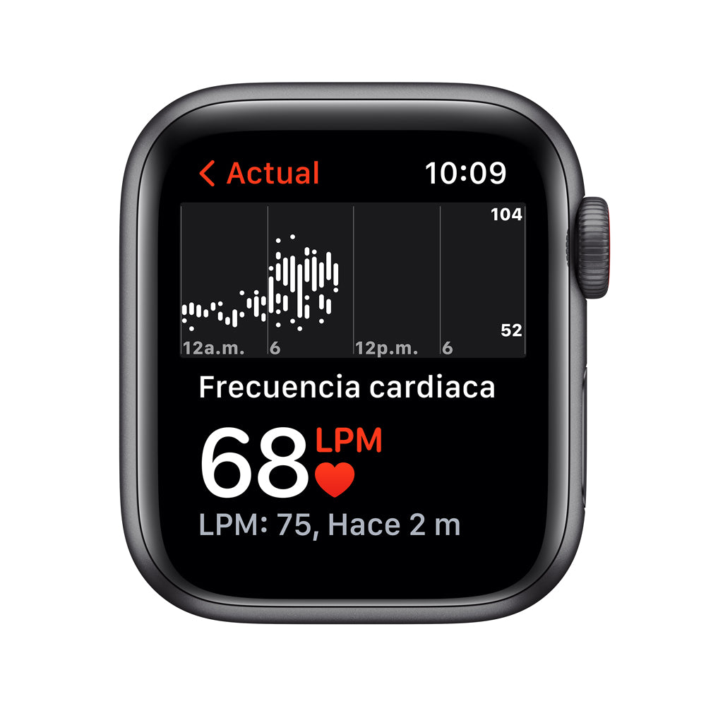Apple Watch SE (GPS + Cellular) - Caja de aluminio en gris espacial de 44 mm - Correa deportiva en color medianoche - Talla única