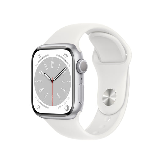 Apple Watch Series 8 (GPS) de 41 mm - Talla única - Caja de aluminio en plata - Correa deportiva blanca