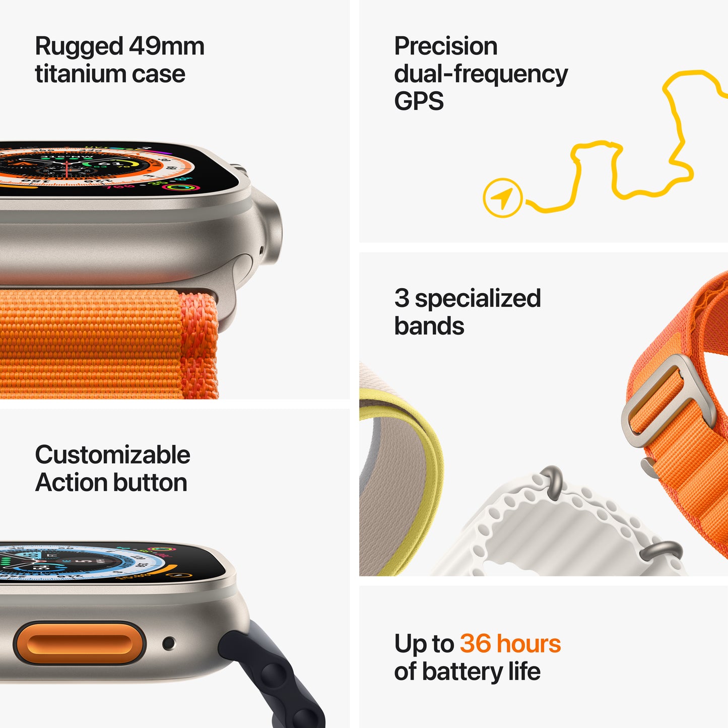Apple Watch Ultra (GPS + Cellular) de 49 mm - Talla M/L - Caja de titanio - Correa Loop Trail amarilla/beis