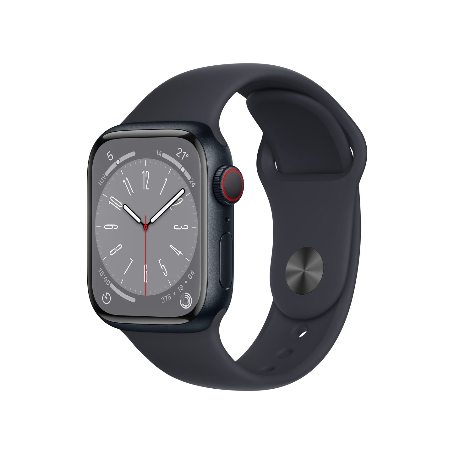 Apple Watch Series 8 (GPS  + Cellular) de 41 mm - Caja de aluminio en color medianoche - Correa deportiva en color medianoche - Talla única