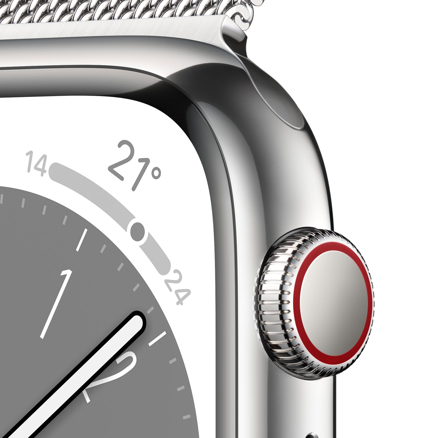 Apple Watch Series 8 (GPS  + Cellular) de 41 mm - Caja de acero inoxidable en plata - Pulsera Milanese Loop en plata
