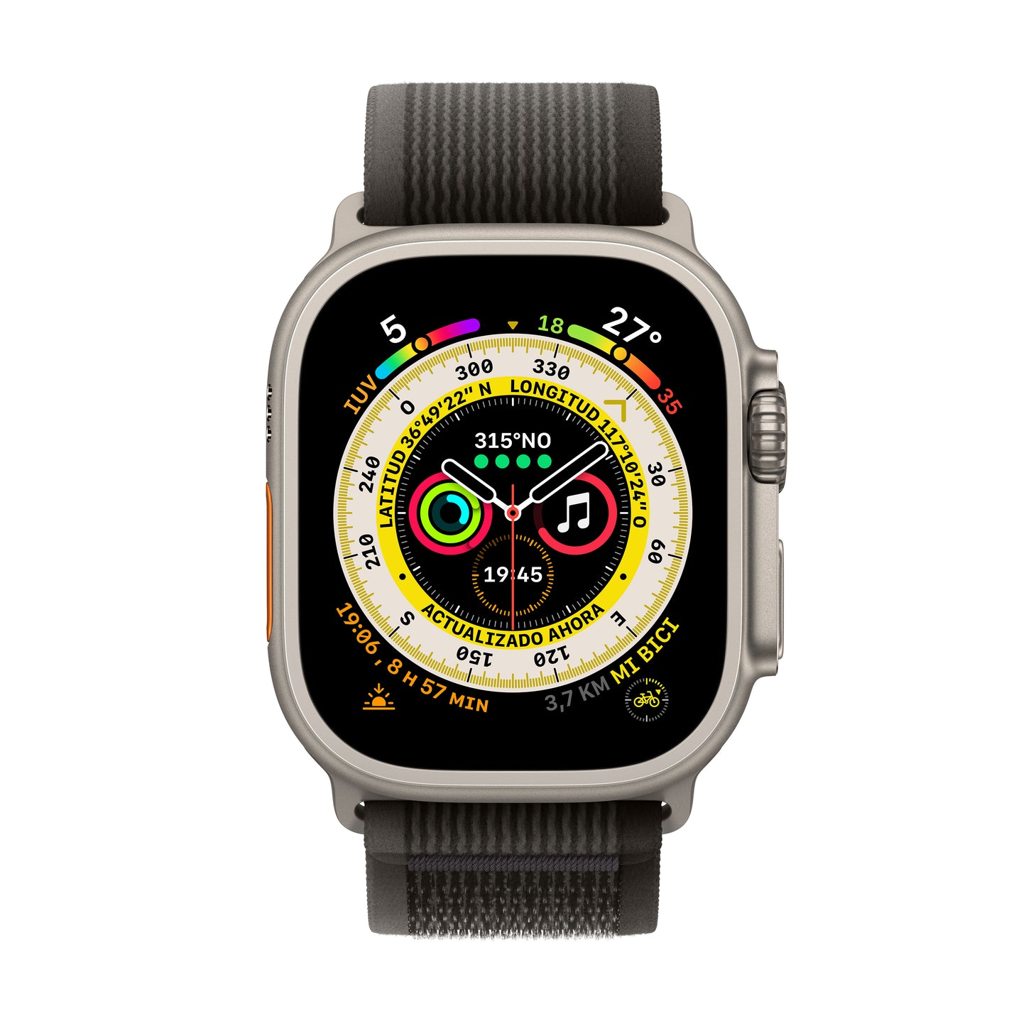 Apple Watch Ultra (GPS + Cellular) de 49 mm -  Caja de titanio - Correa Loop Trail negra/gris
