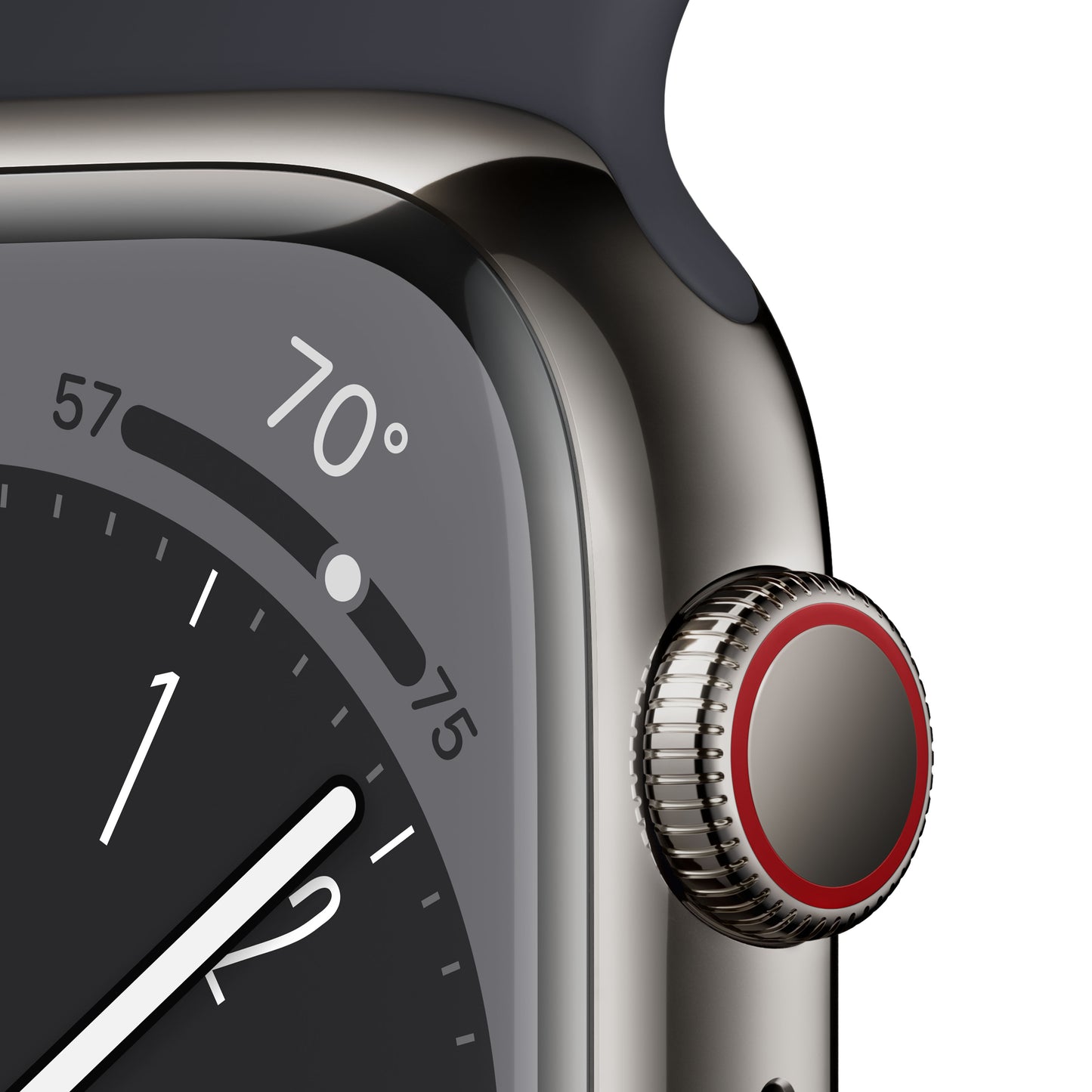 Apple Watch Series 8 (GPS  + Cellular) de 41 mm - Caja de acero inoxidable en grafito - Correa deportiva en color medianoche - Talla única