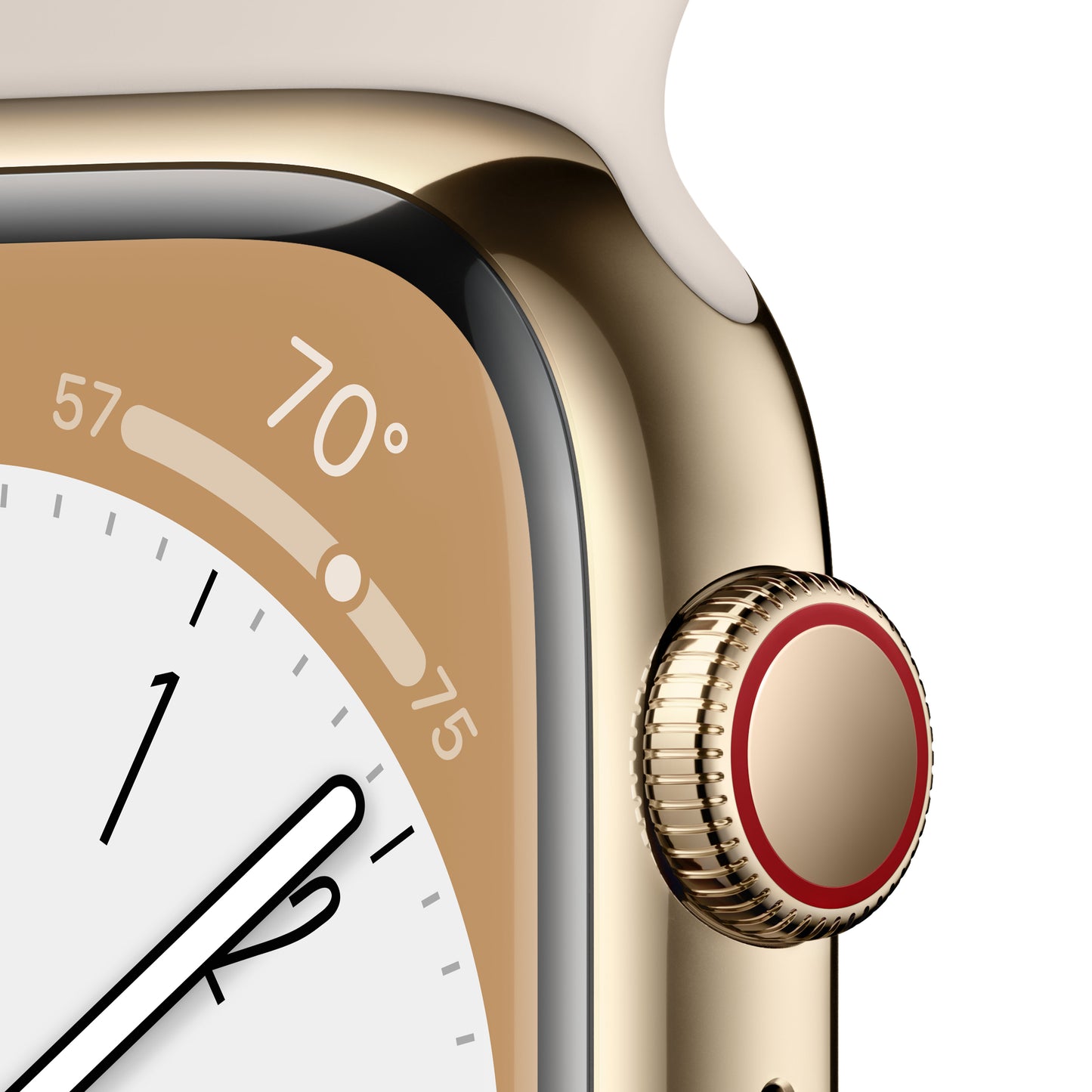 Apple Watch Series 8 (GPS + Cellular) de 45 mm - Talla única - Caja de acero inoxidable en oro - Correa deportiva blanco estrella