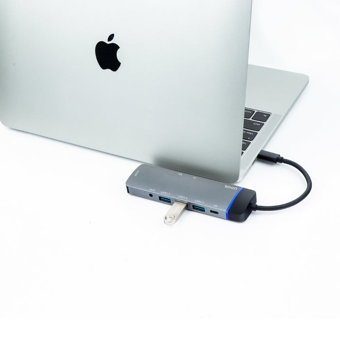 Multipuerto Hub QDOS Powerlink USB-C 8 en 1 - Gris