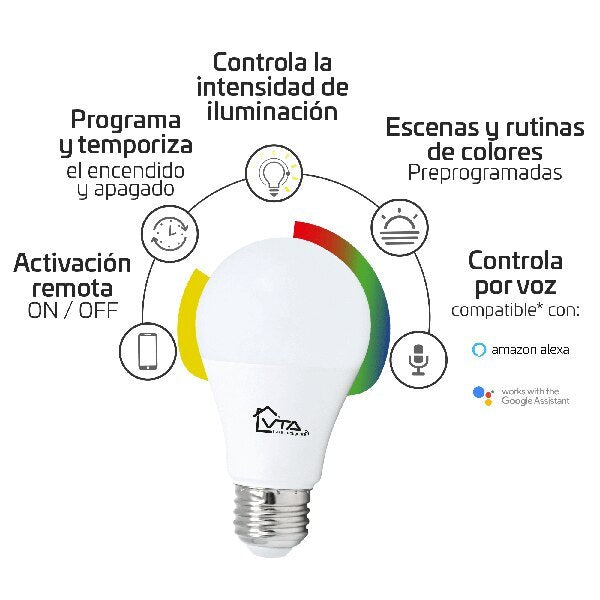 Bombillo Inteligente WiFi Multicolor 9W