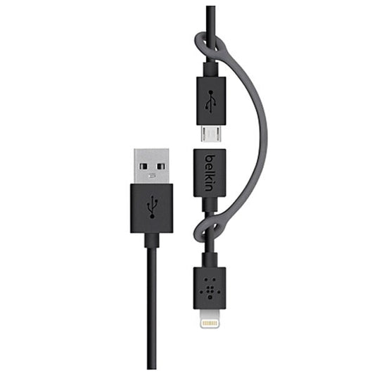 Cable Belkin Micro Usb 90 Cms With Lightning Adapter Black