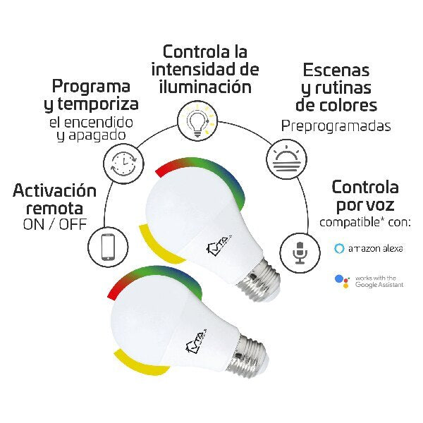 Bombillo Inteligente WiFi 9W Multicolor x 2 Ud