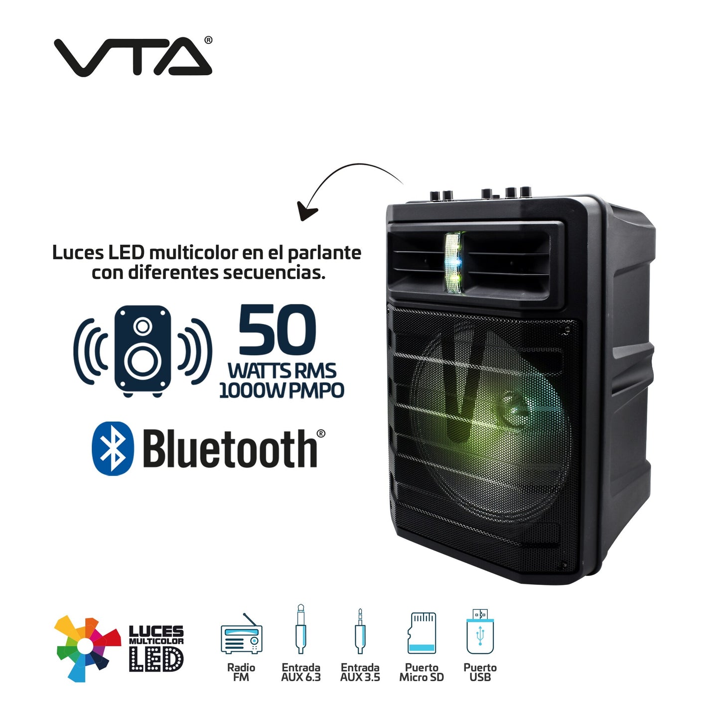 Parlante VTA 50 Watts Recargable Bluetooth