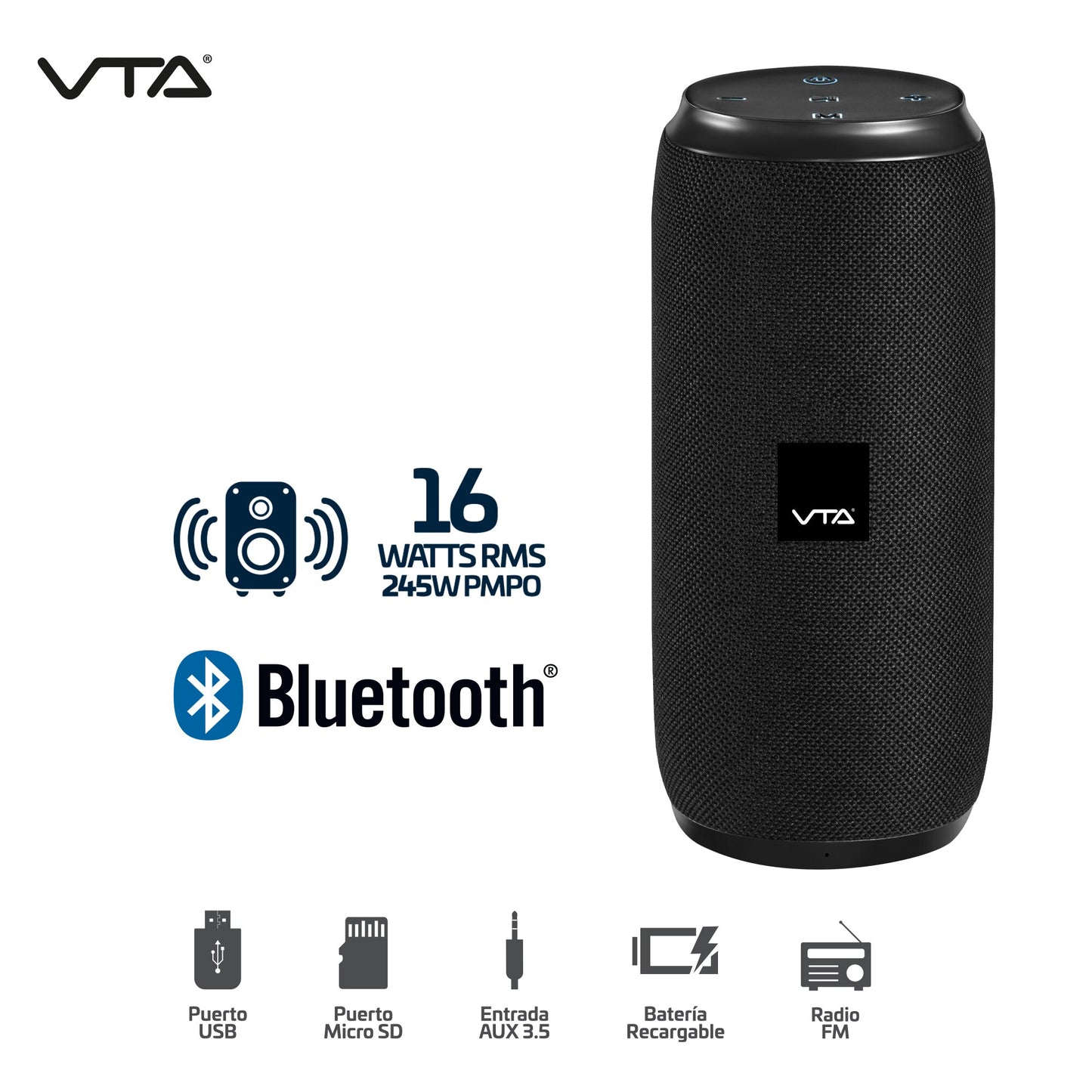 Parlante VTA Recargable Bluetooth 16W