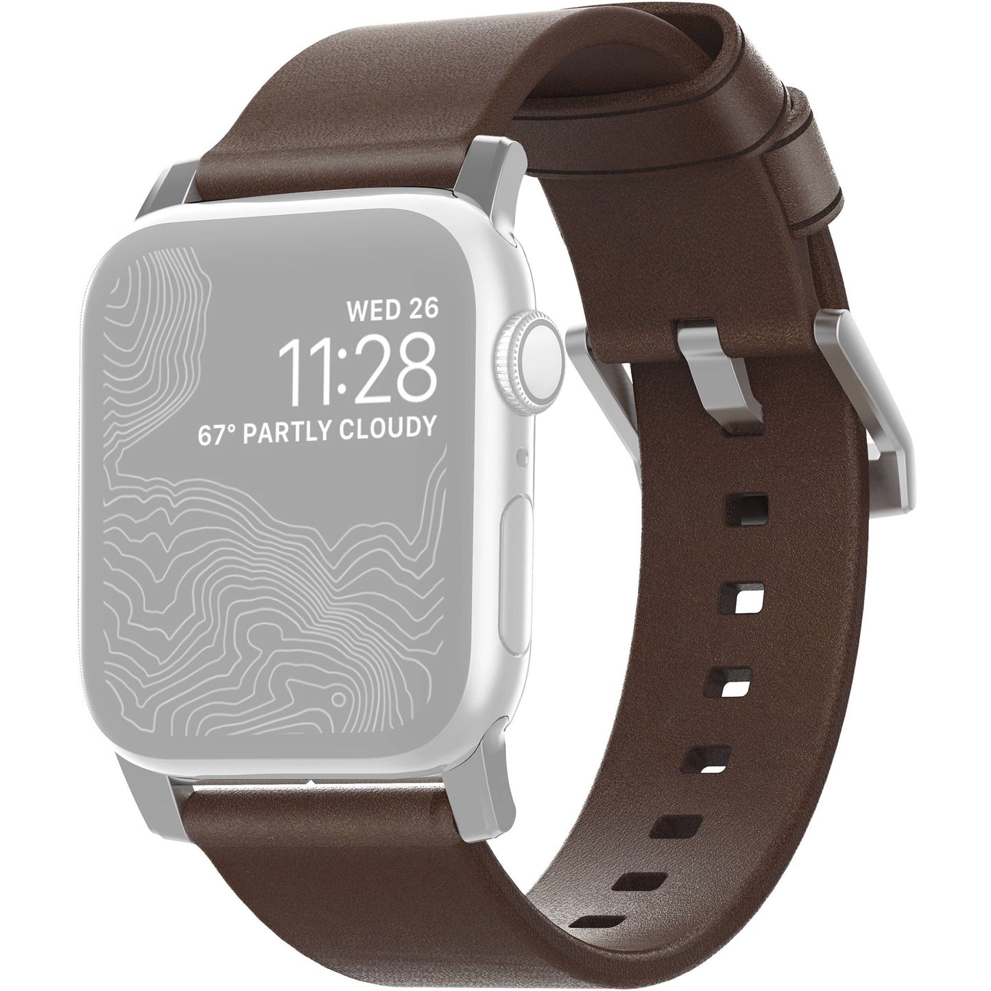 Modern Strap - 44mm/42mm | Silver Hardware | Rustic Brown Leathe