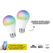 Bombillo Inteligente WiFi 9W Multicolor x 2 Ud