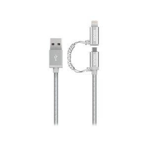 Cable Duo MicroUsb / Lightning Kanex Premium Silver