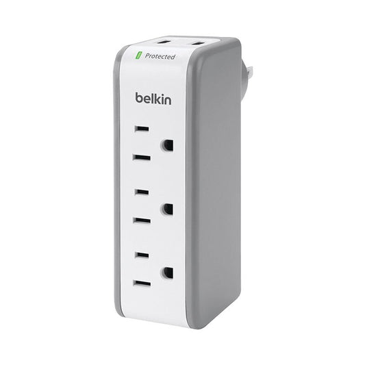 Surge Protector Mini Belkin 3-Outlet With 2 Ports USB 2.1A - Blanco