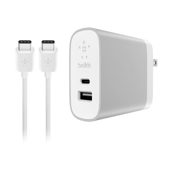 Cargador Belkin puertos USB-C + USB-A + Cable USB-C - Plata