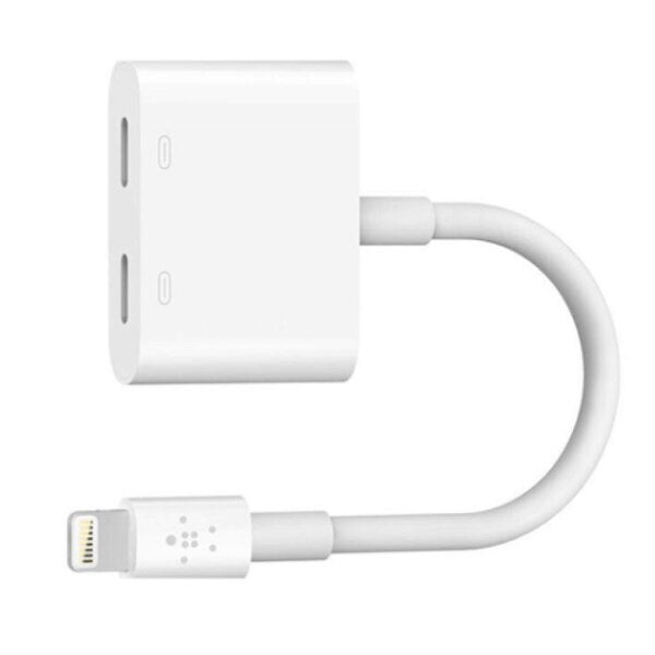 Adaptador Belkin De Audio Lightning + Carga Lightning Rockstar - Blanco