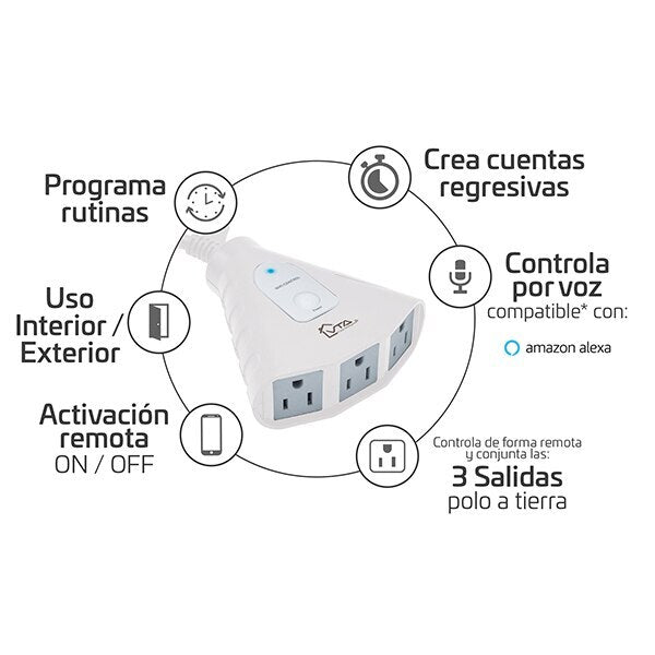 Multitoma Inteligente Exterior 3 Salidas 1.2 Mt