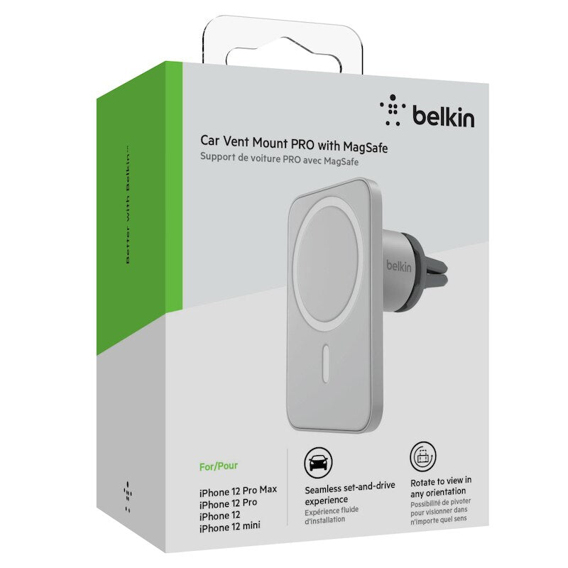 Soporte Para Carro Belkin Magsafe Compatible Para Serie iPhone 12 / 13 / 14 - Gris