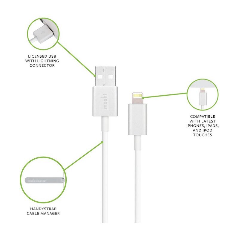 Cable MOSHI USB-A a Lightning 1m - Blanco