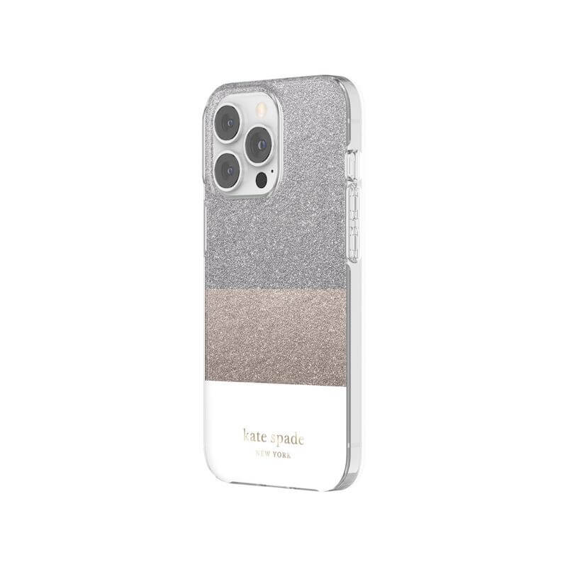 Case KATE SPADE NY Para iPhone 13 Pro - Bloque Blanco/Plata/Oro/Glitter