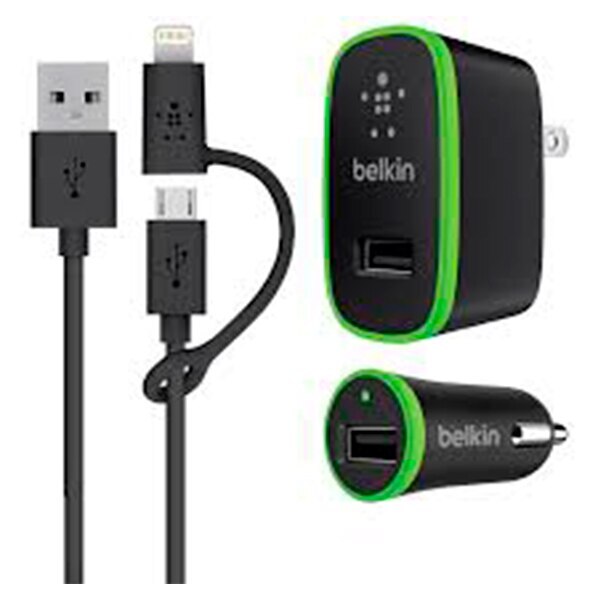 Belkin Charger Kit & Cable Micro Usb And Lightning Connector With Home And Car Charger