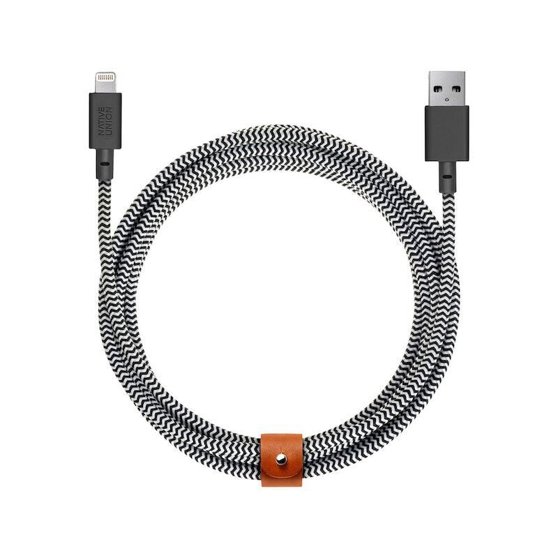 Cable Trenzado Native Union Lightning Belt Cable XL 3m - Negro/Blanco