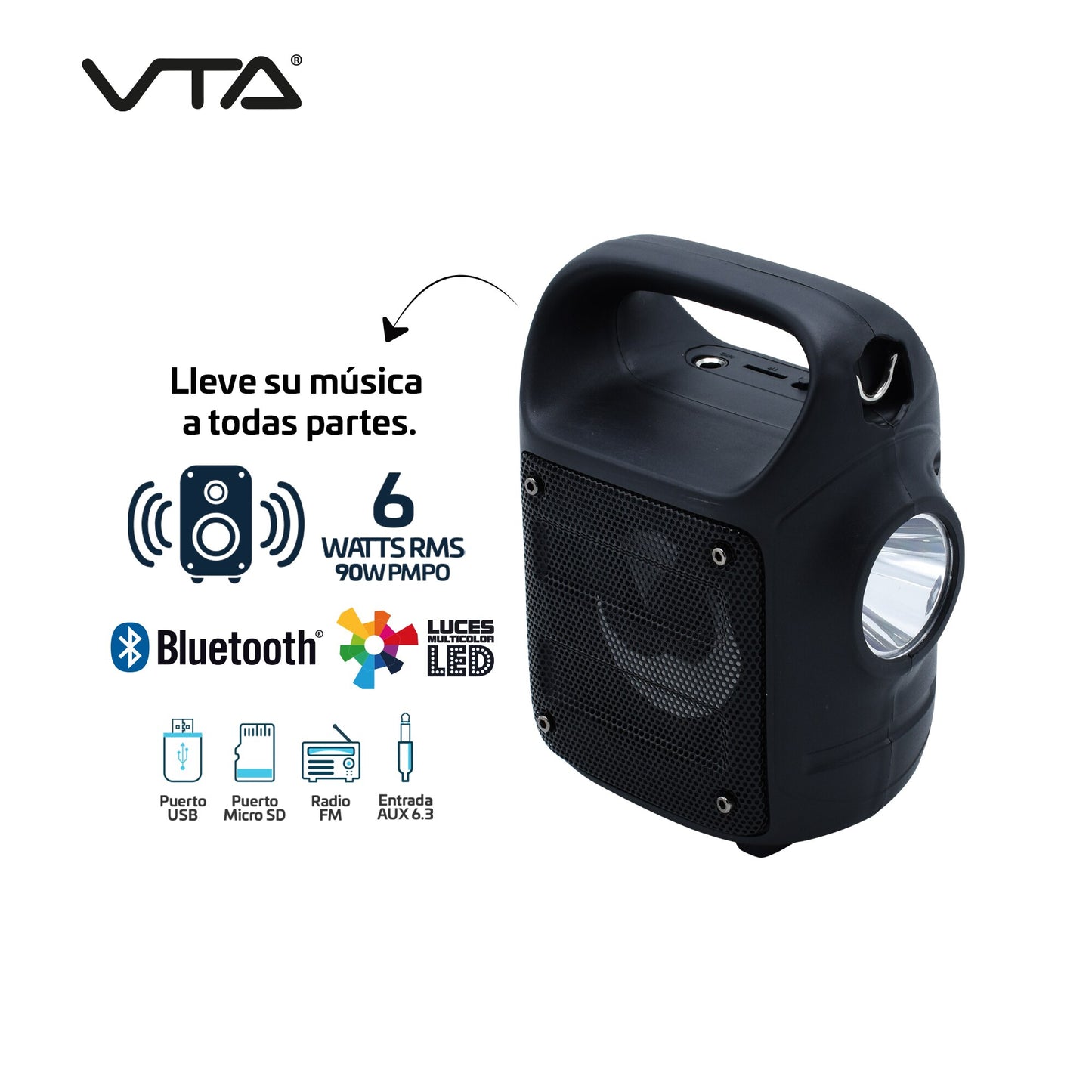 Parlante VTA 6W Bluetooth Con Linterna