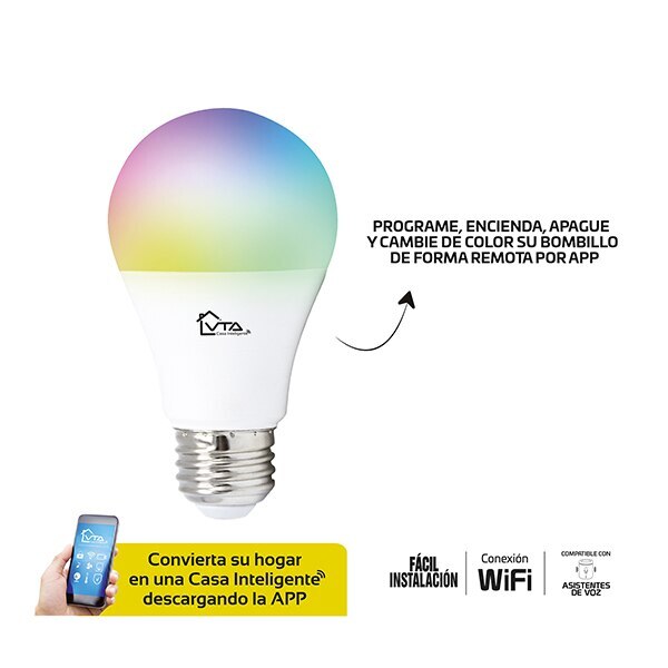 Bombillo Inteligente WiFi Multicolor 9W